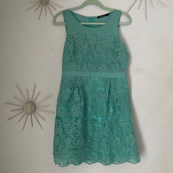 Modcloth Seafoam Green Lace Midi Dress size L - Picture 5 of 6